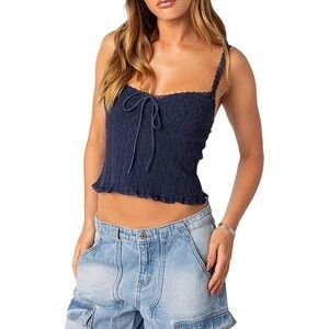 Edikted white lace tank top babydoll sexy teddy size medium
Blue